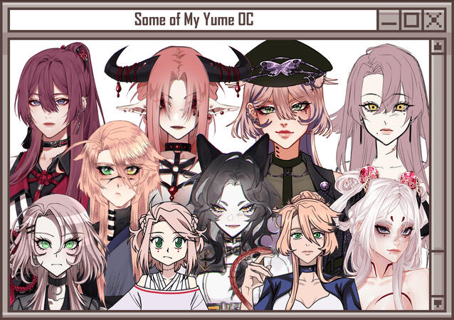 I really enjoy creating concepts and usually try to get into the canon style of a piece for a reference sheet. My characters may have related traits (also they all have the same name), but they are different heroines with different fates.